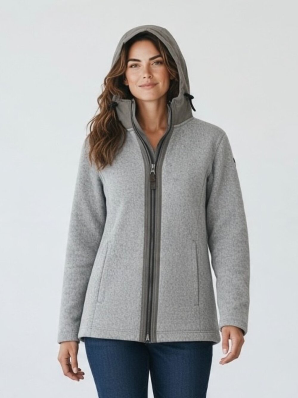 Killtec Snow Jacket Women’s Size 8 Knitted Full Zip Hood Fleece‎ Lined Windproof